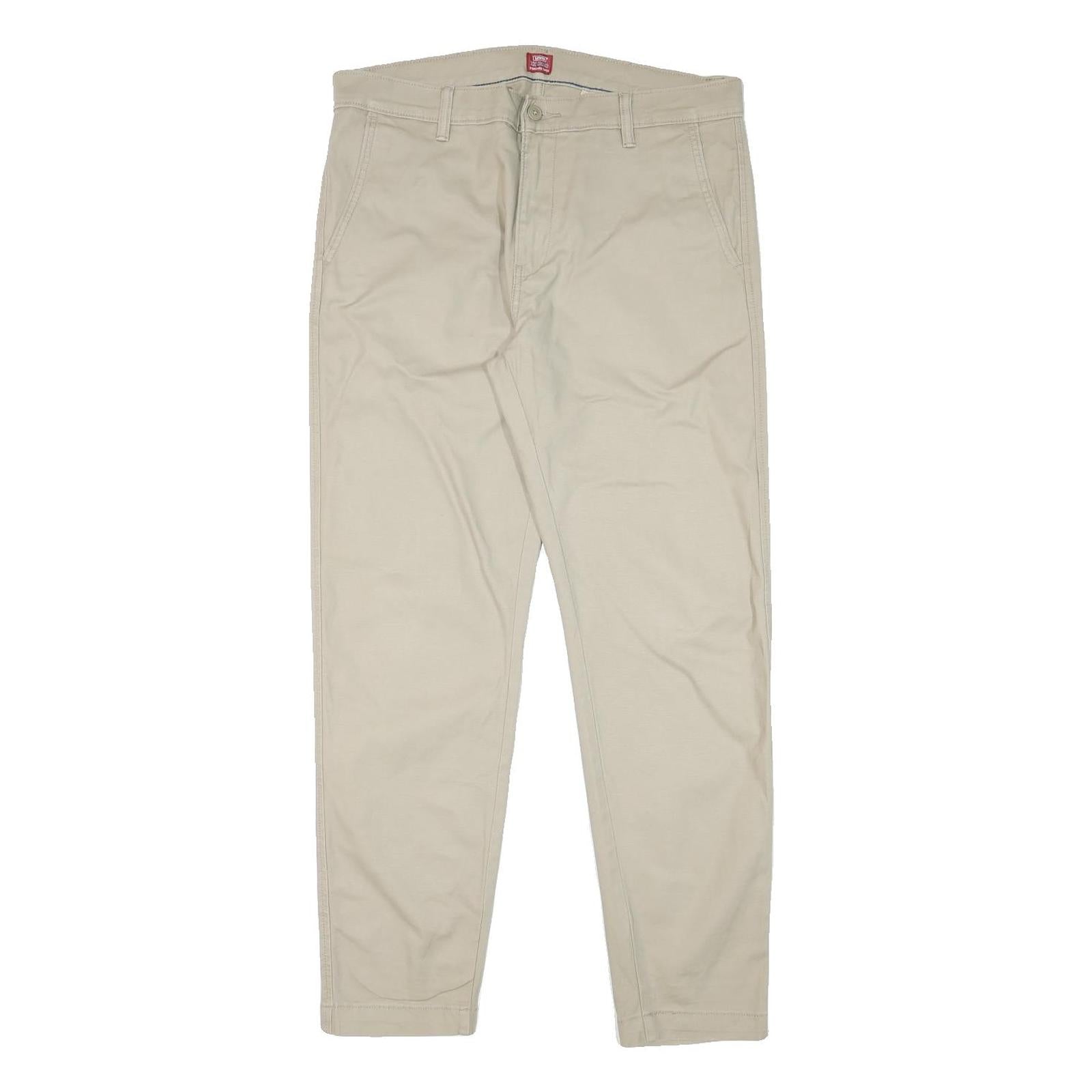 LEVI'S Mens Cotton Blend Beige Slim Tapered Trousers W36 L30 Casual Zip Closure