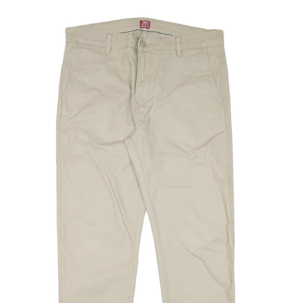 LEVI'S Mens Cotton Blend Beige Slim Tapered Trousers W36 L30 Casual Zip Closure