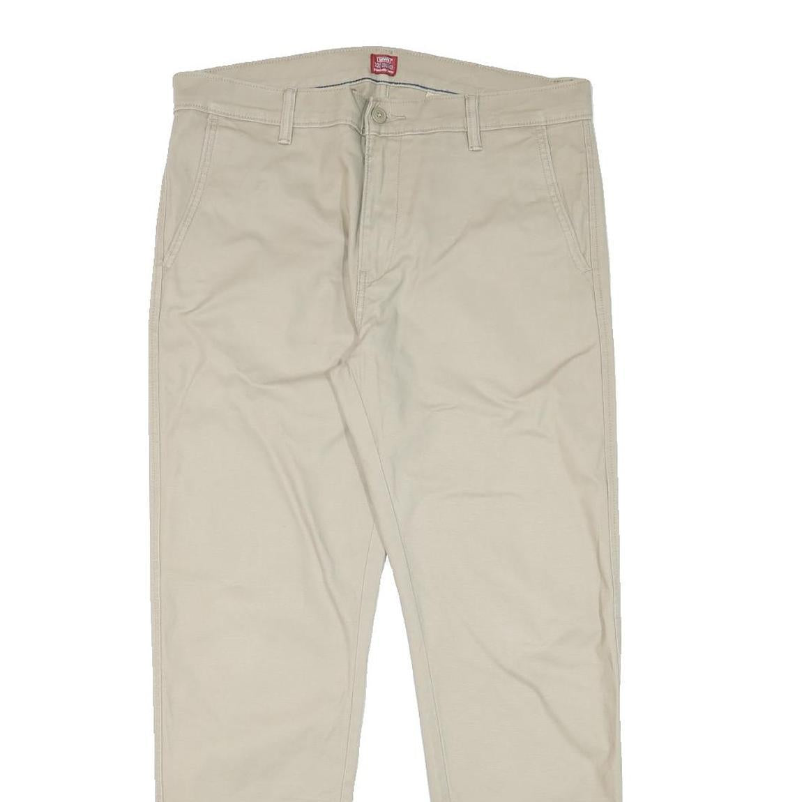 LEVI'S Mens Cotton Blend Beige Slim Tapered Trousers W36 L30 Casual Zip Closure
