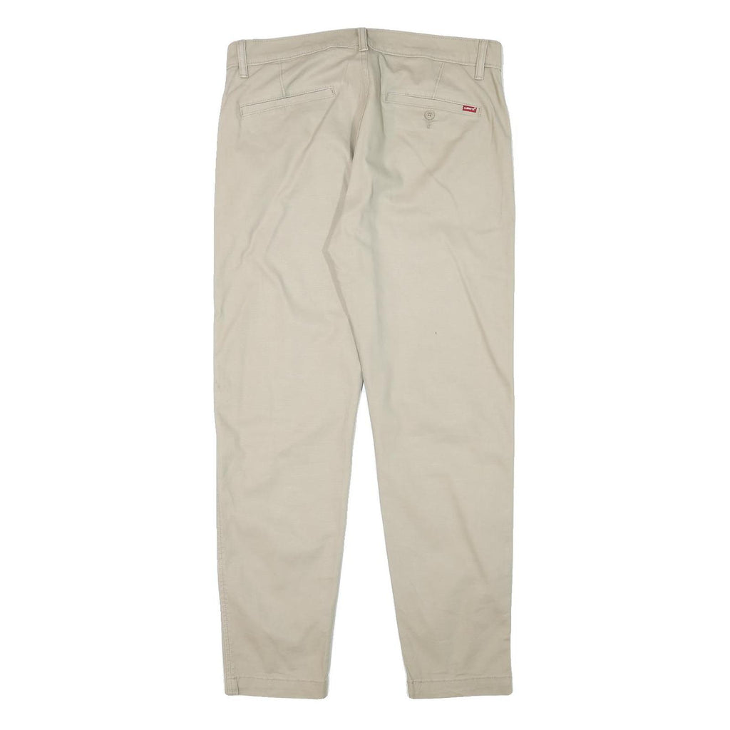 LEVI'S Mens Cotton Blend Beige Slim Tapered Trousers W36 L30 Casual Zip Closure