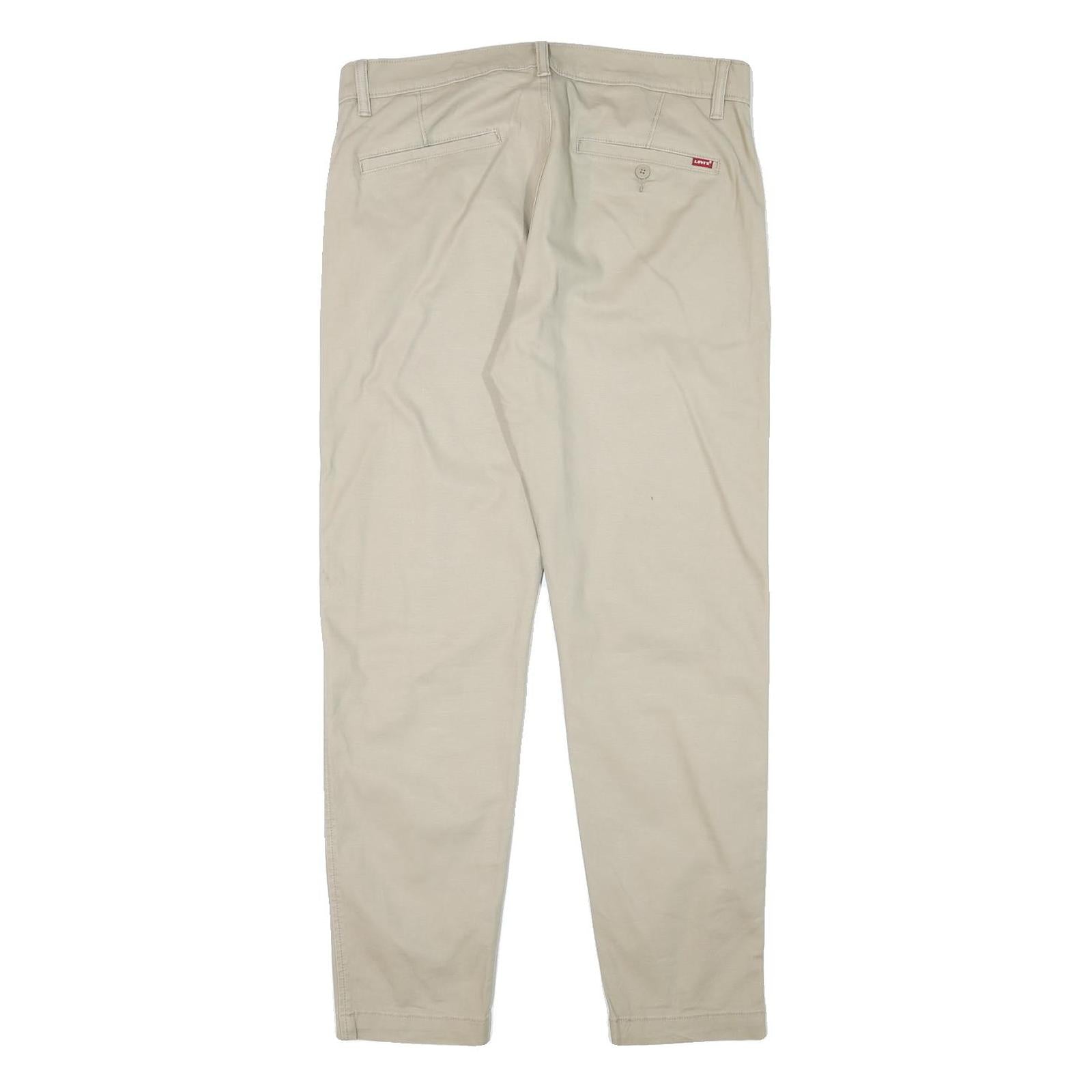 LEVI'S Mens Cotton Blend Beige Slim Tapered Trousers W36 L30 Casual Zip Closure