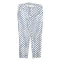 MICHAEL KORS Womens Cotton Blend White & Blue Slim Patterned Trousers W31 L25