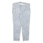 MICHAEL KORS Womens Cotton Blend White & Blue Slim Patterned Trousers W31 L25