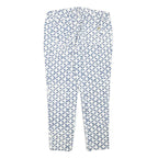 MICHAEL KORS Womens Cotton Blend White & Blue Slim Patterned Trousers W31 L25