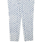 MICHAEL KORS Womens Cotton Blend White & Blue Slim Patterned Trousers W31 L25