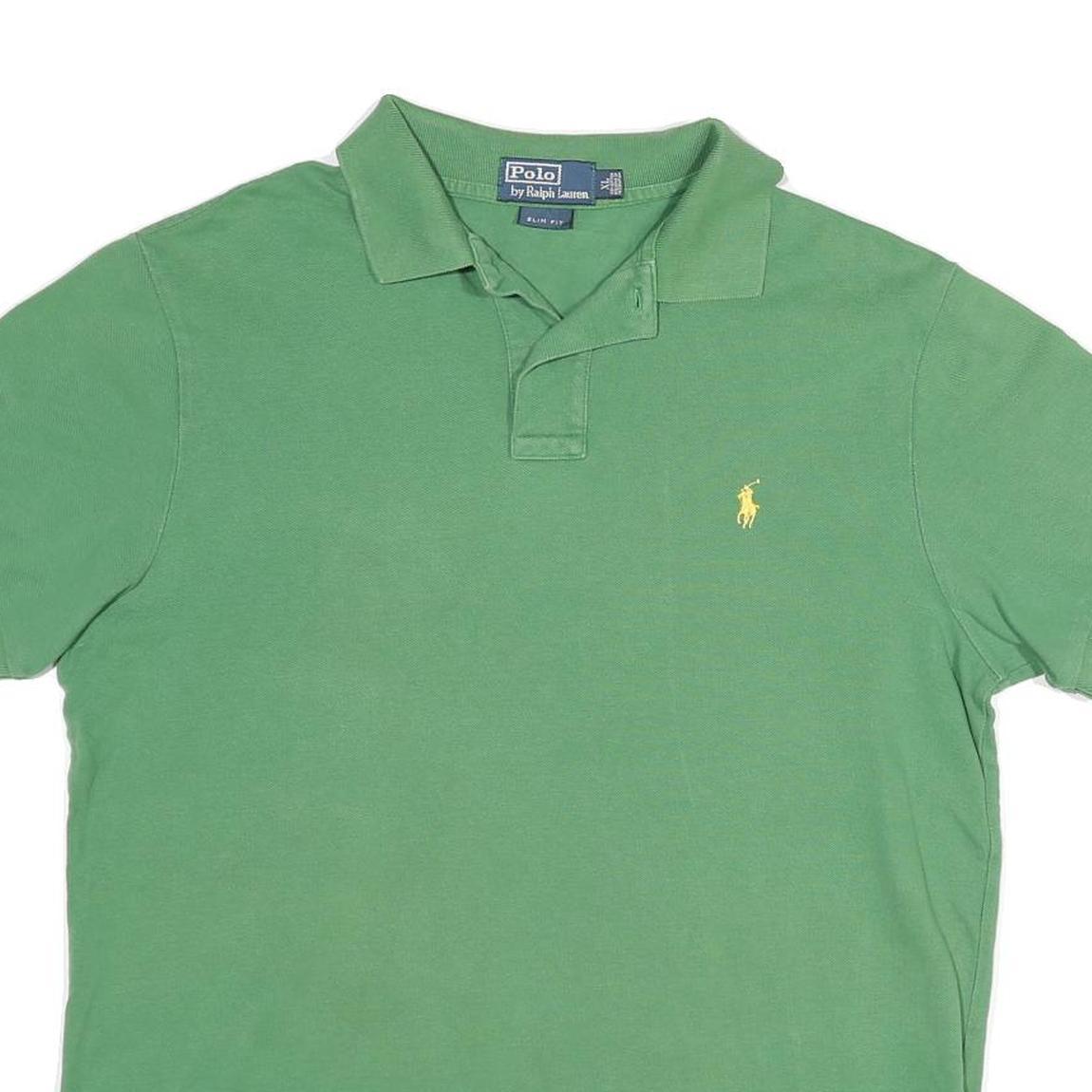 POLO RALPH LAUREN Mens Green Short Sleeve Plain XL Cotton Blend Polo Shirt