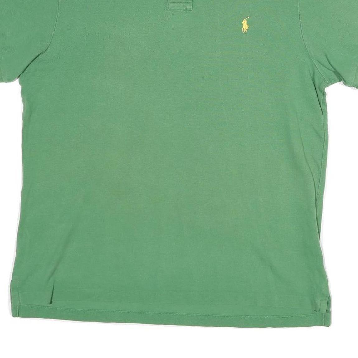 POLO RALPH LAUREN Mens Green Short Sleeve Plain XL Cotton Blend Polo Shirt