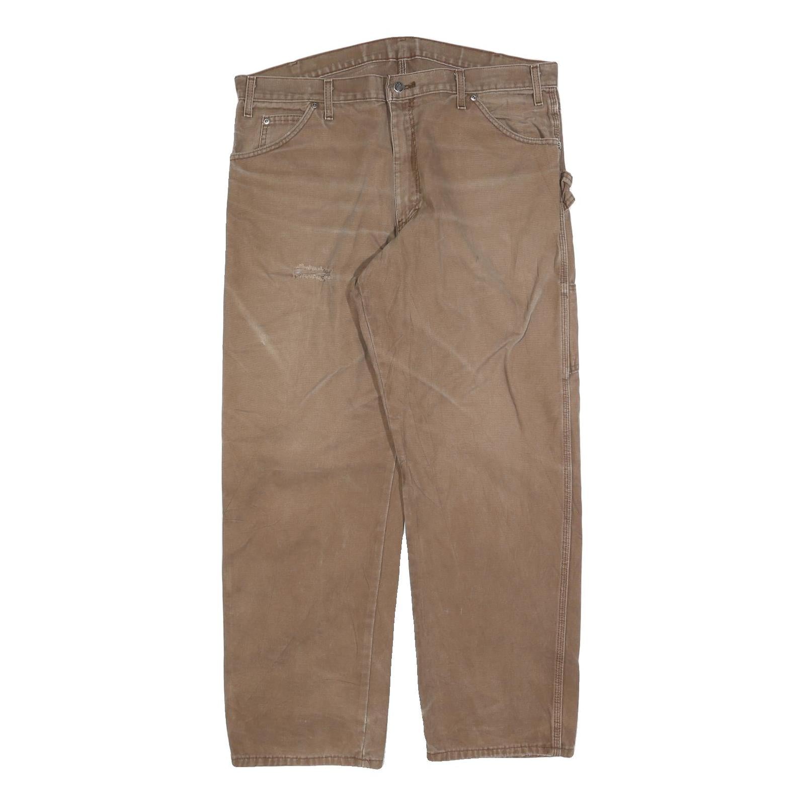 DICKIES Mens Jeans Brown Relaxed Straight Denim Medium W38 L30 Workwear Pants
