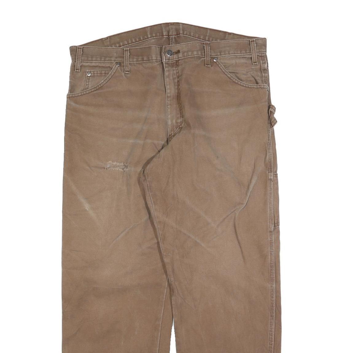 DICKIES Mens Jeans Brown Relaxed Straight Denim Medium W38 L30 Workwear Pants
