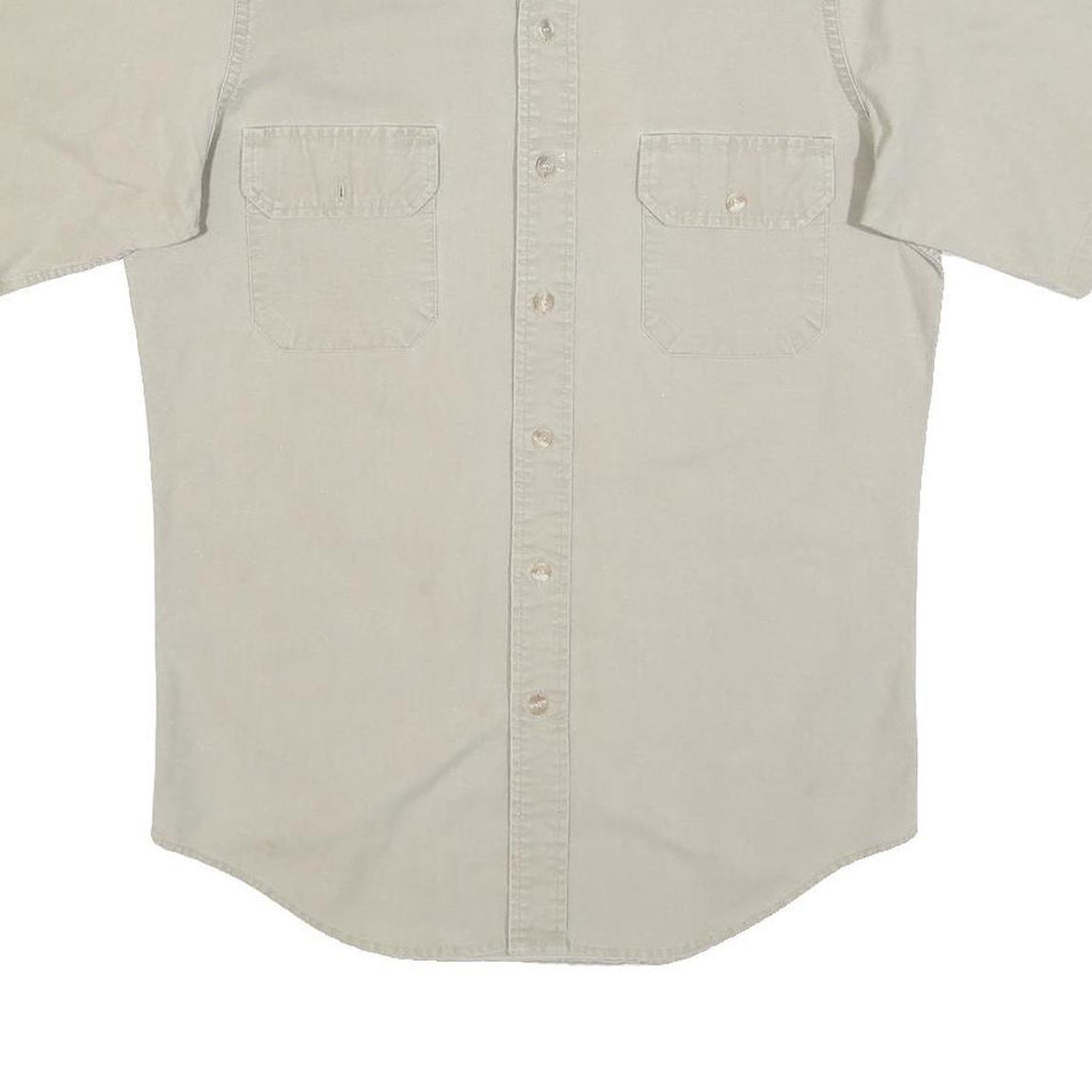 WOOLRICH Mens Beige Cotton Blend Short Sleeve Shirt M Casual Utility Workwear