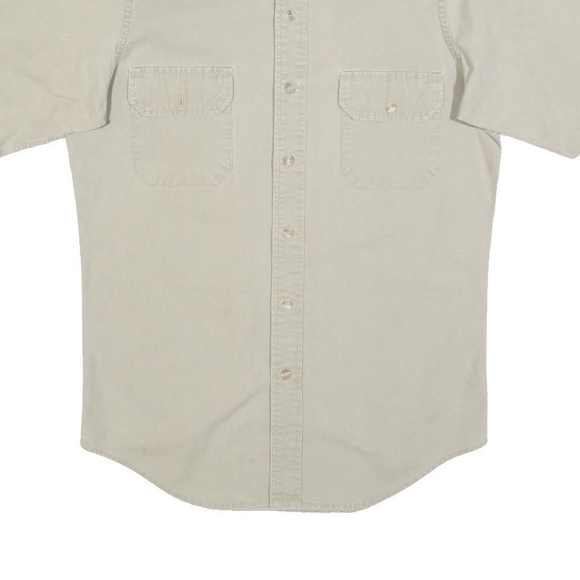 WOOLRICH Mens Beige Cotton Blend Short Sleeve Shirt M Casual Utility Workwear