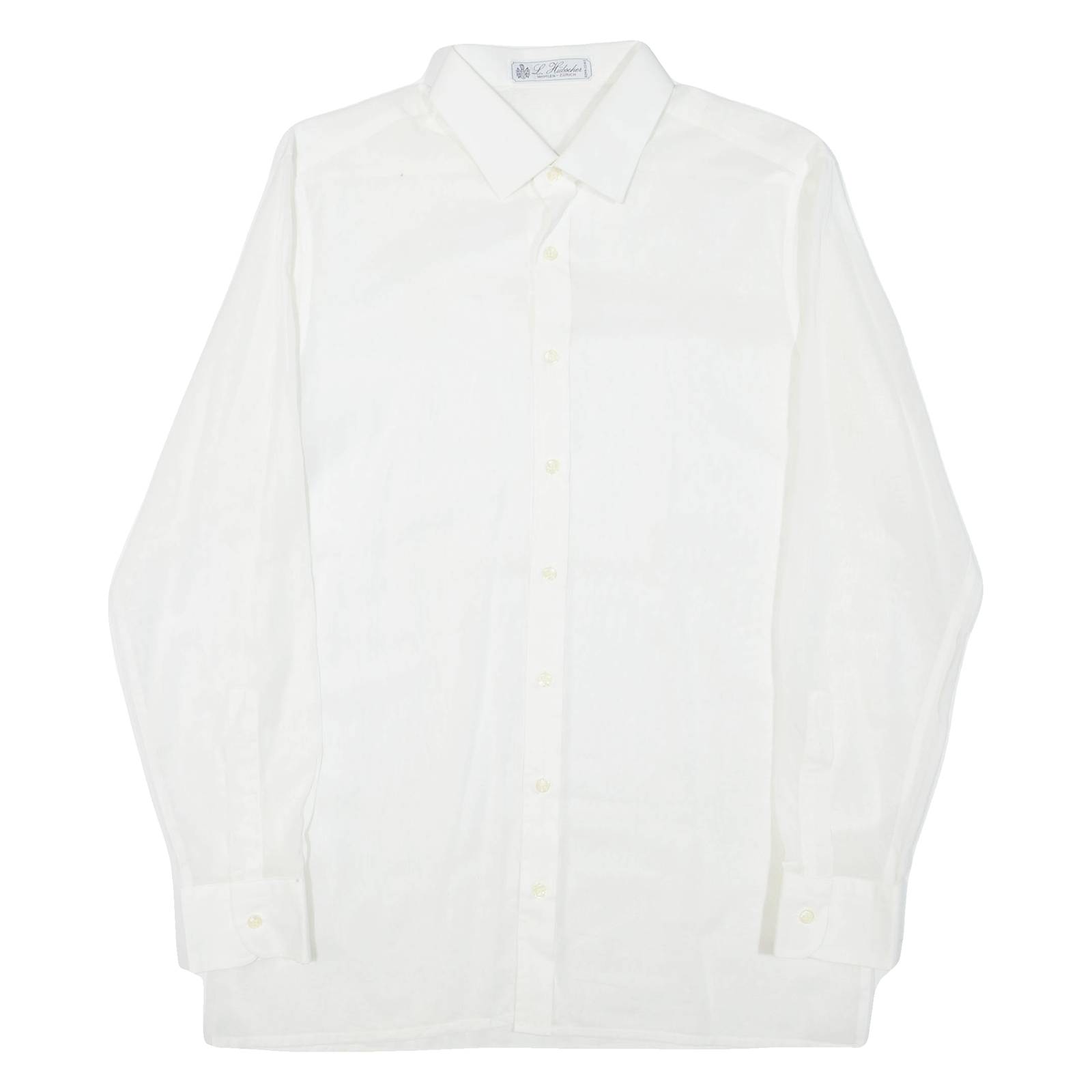 Mens Plain Shirt White Long Sleeve M