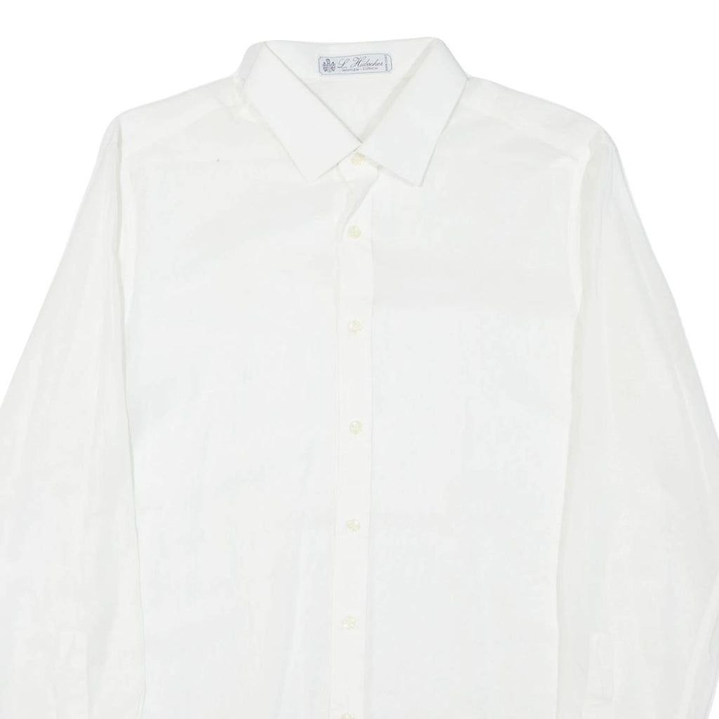 Mens Plain Shirt White Long Sleeve M