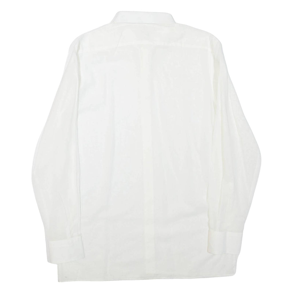 Mens Plain Shirt White Long Sleeve M