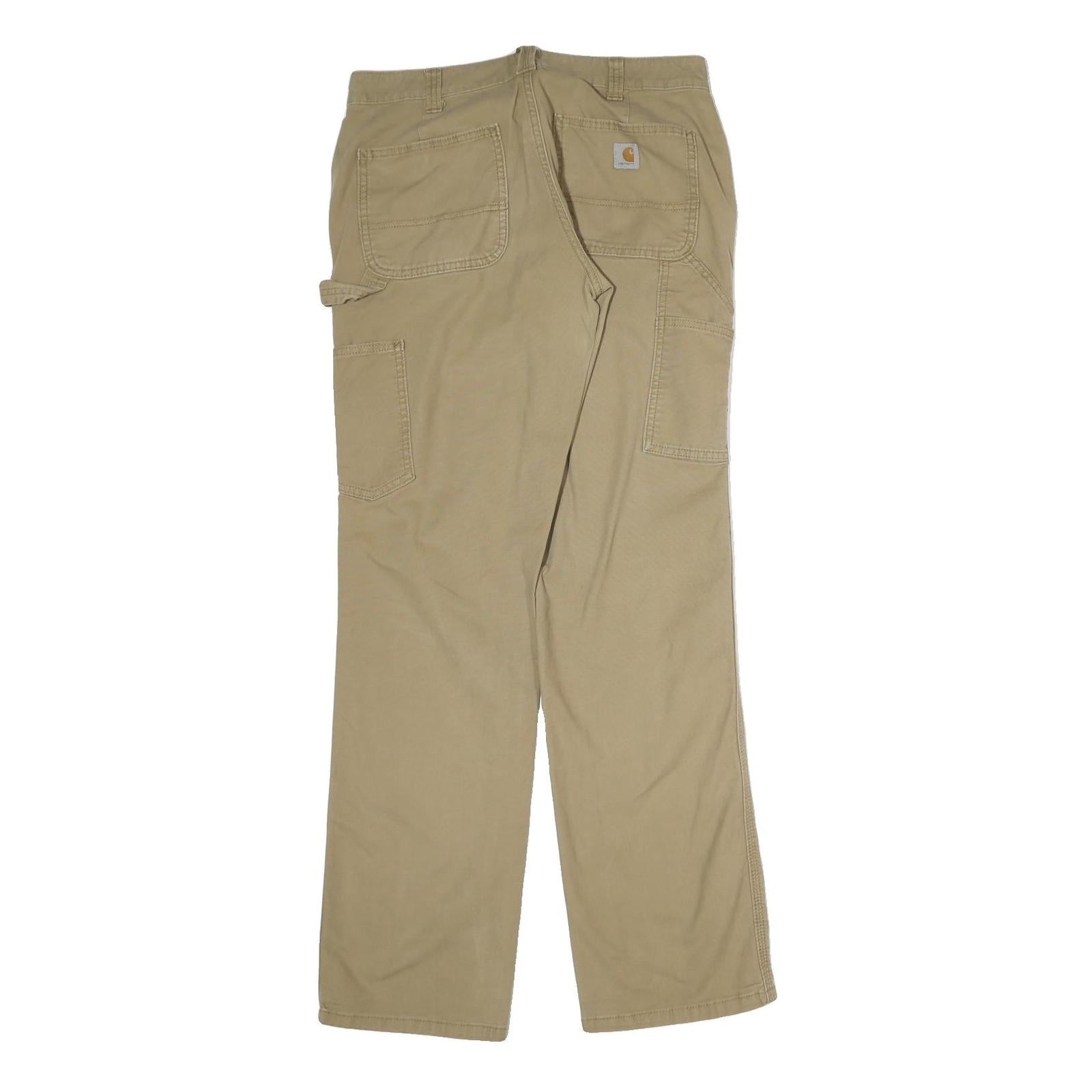 CARHARTT Mens Cotton Beige Regular Fit Straight Leg Trousers W30 L32 Workwear