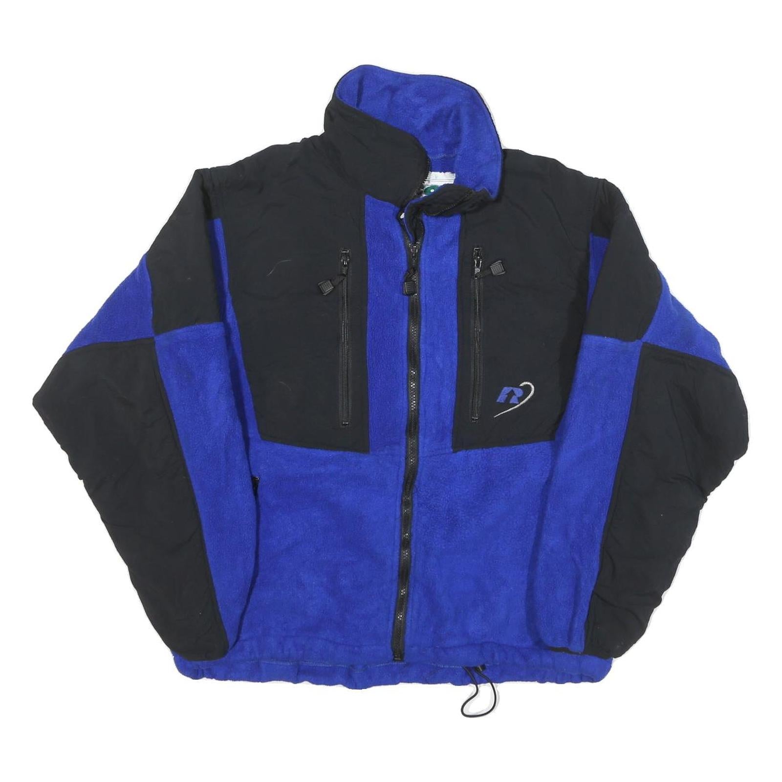 RUBICON Mens Blue & Black Lightweight Zip Fleece Jacket M Polyester Blend