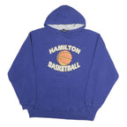 SPORTTEK Mens Blue Hamilton Basketball Pullover Hoodie L Cotton Printed Graphic