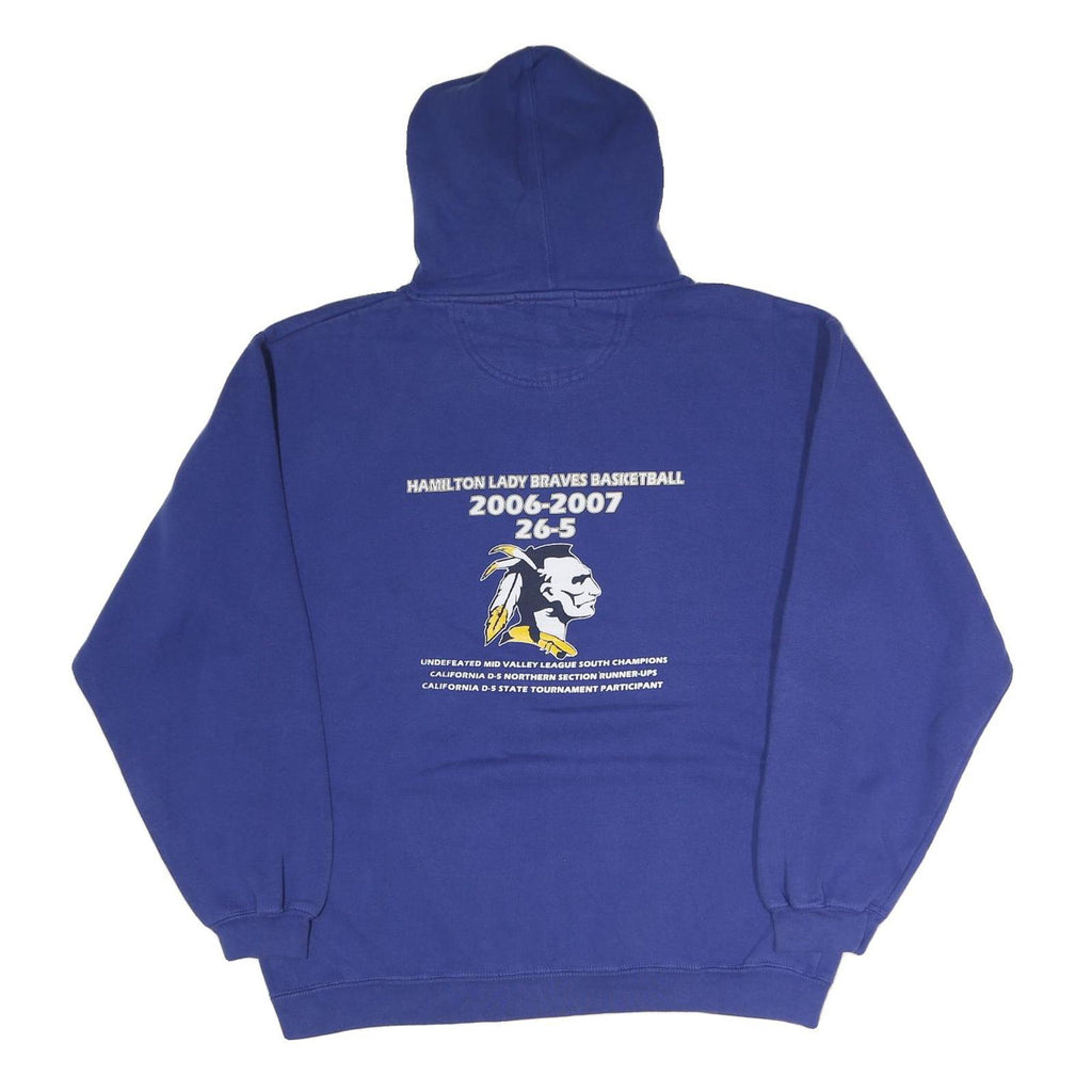 SPORTTEK Mens Blue Hamilton Basketball Pullover Hoodie L Cotton Printed Graphic