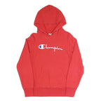 CHAMPION REVERSE WEAVE Mens Red Hoodie M Embroidered Logo Cotton Blend