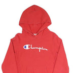CHAMPION REVERSE WEAVE Mens Red Hoodie M Embroidered Logo Cotton Blend