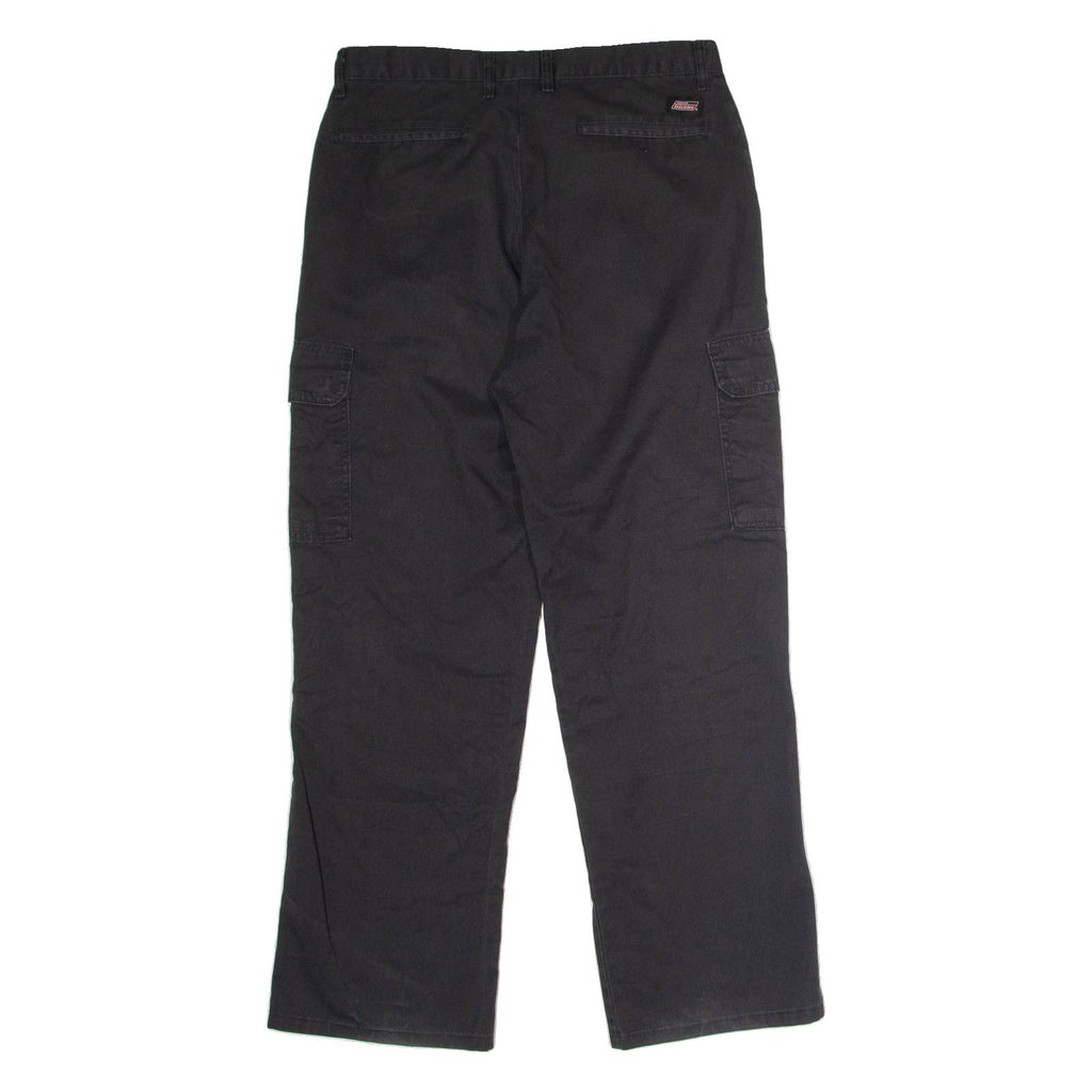 DICKIES Workwear Cargo Mens Trousers Black Regular Straight W34 L30