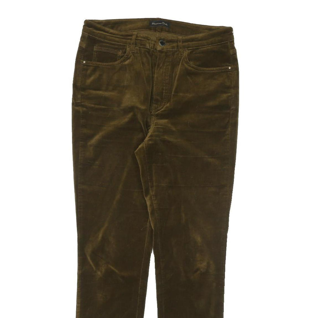 MASSIMO DUTTI Womens Cotton Blend Khaki Slim Skinny Trousers W28 L28 Stylish