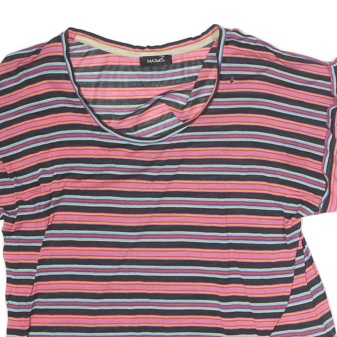 MAX & CO Womens Multicolour Striped Basic Short Sleeve Round Neck Top L Casual