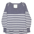DIESEL Womens Grey & Cream Striped Day Cotton Dress Size L Button Detail Pockets