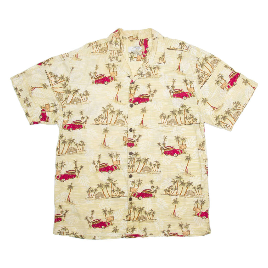 HIGH SURF Mens Hawaiian Shirt Beige Crazy Pattern 2XL