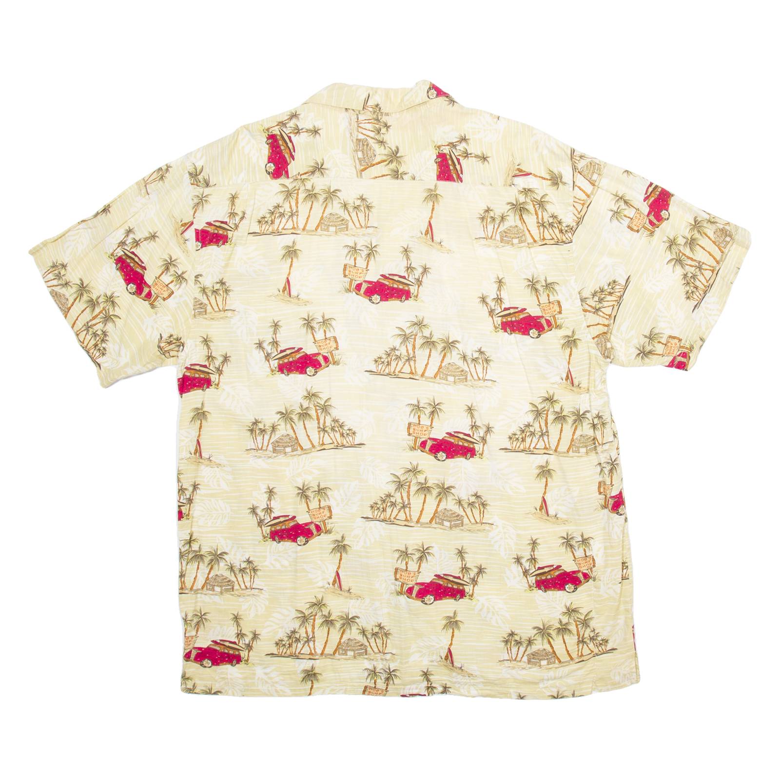 HIGH SURF Mens Hawaiian Shirt Beige Crazy Pattern 2XL