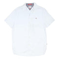 TOMMY JEANS Mens White Cotton Blend Shirt M Classic Fit Casual Button Shirt