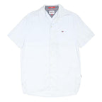 TOMMY JEANS Mens White Cotton Blend Shirt M Classic Fit Casual Button Shirt