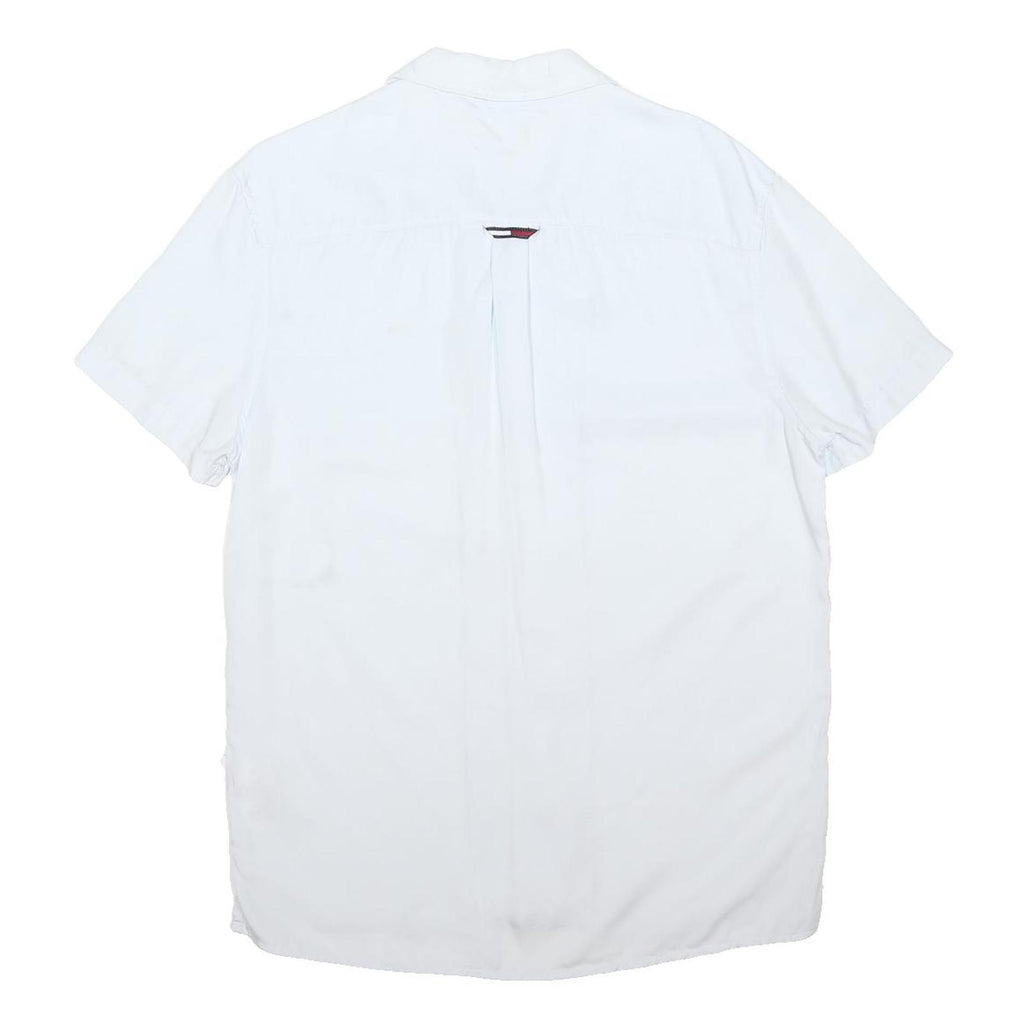 TOMMY JEANS Mens White Cotton Blend Shirt M Classic Fit Casual Button Shirt