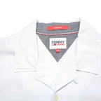 TOMMY JEANS Mens White Cotton Blend Shirt M Classic Fit Casual Button Shirt