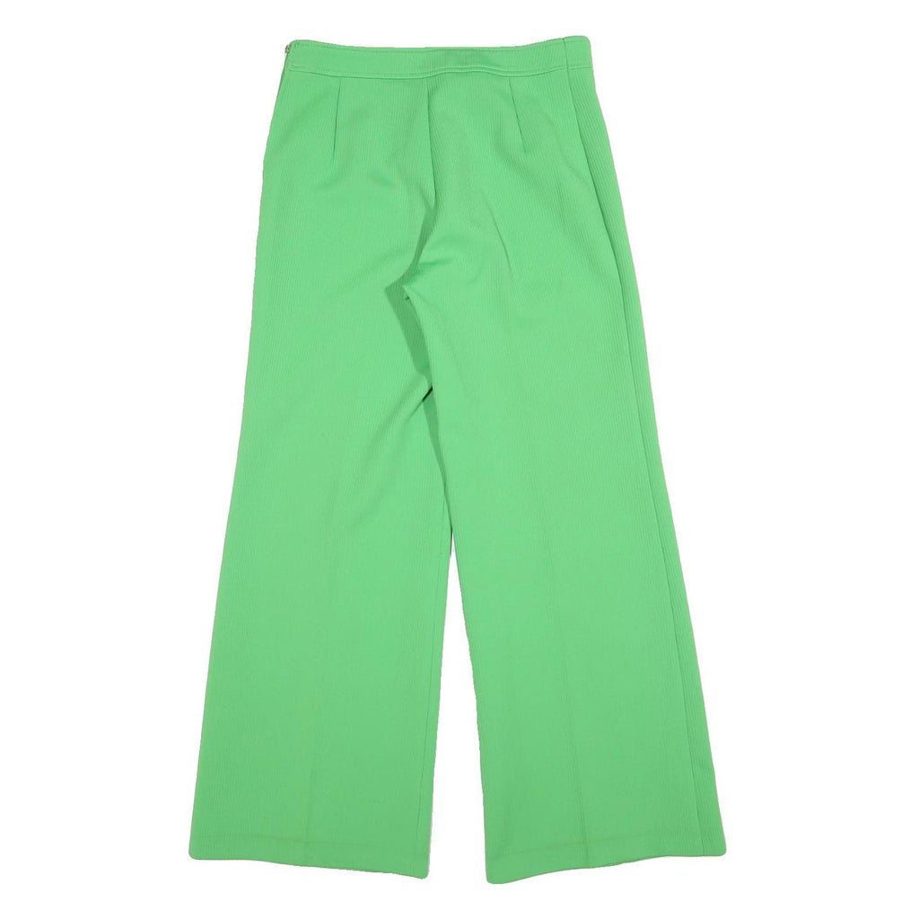 Green Womens Relaxed Wide-Leg Trousers W30 L30 Polyester Blend Zip Plain
