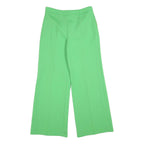 Green Womens Relaxed Wide-Leg Trousers W30 L30 Polyester Blend Zip Plain