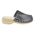 RIEKER Womens Leather Clog Black UK 7 Comfortable Slip On Casual Mules