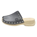 RIEKER Womens Leather Clog Black UK 7 Comfortable Slip On Casual Mules