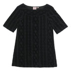 JUICY COUTURE Womens Black Velvet Patterned Day Dress Cotton Blend Half Sleeve S