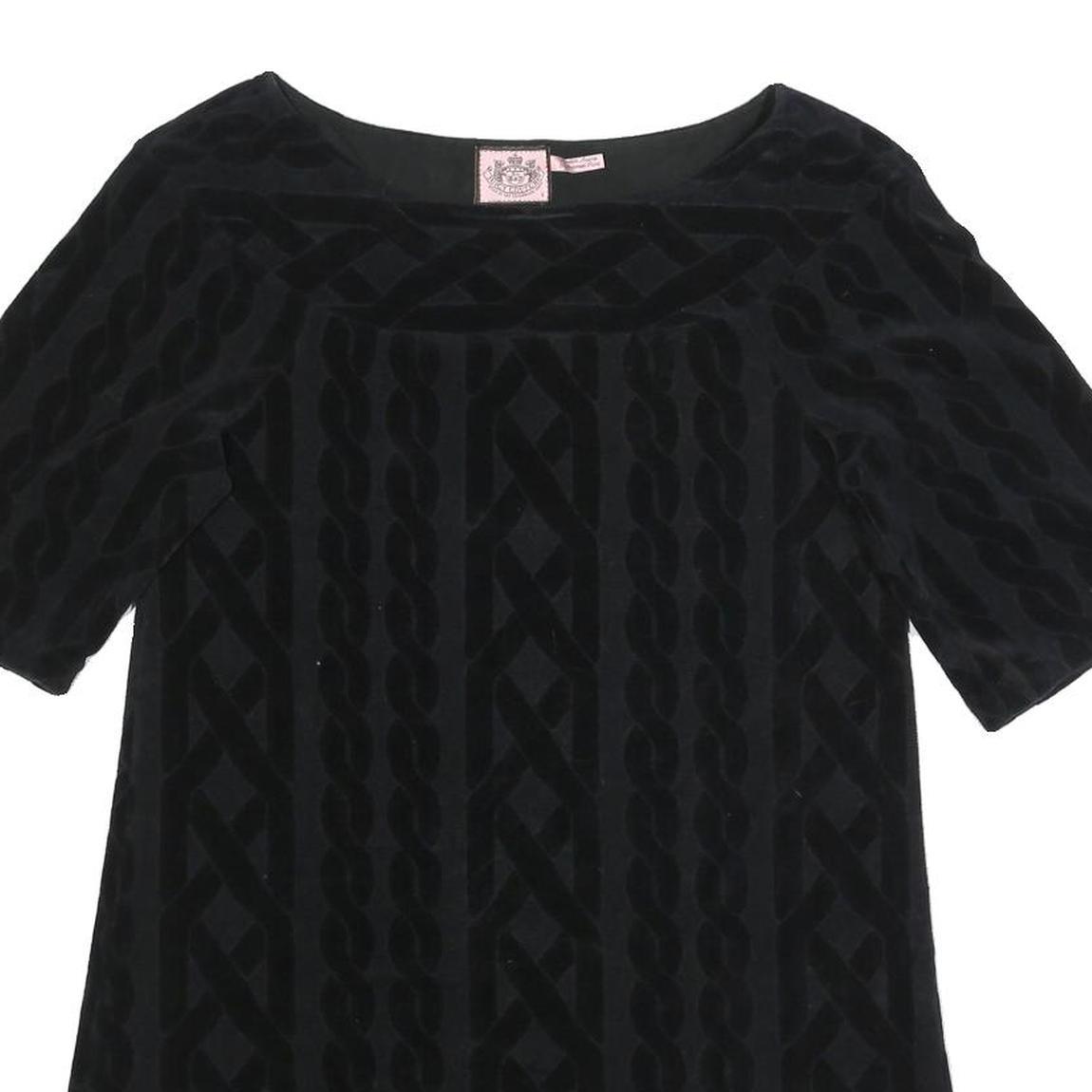 JUICY COUTURE Womens Black Velvet Patterned Day Dress Cotton Blend Half Sleeve S