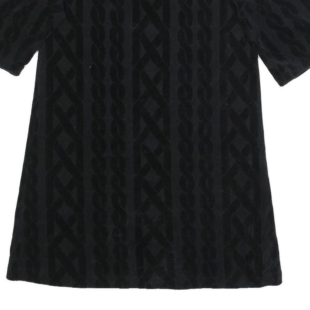 JUICY COUTURE Womens Black Velvet Patterned Day Dress Cotton Blend Half Sleeve S