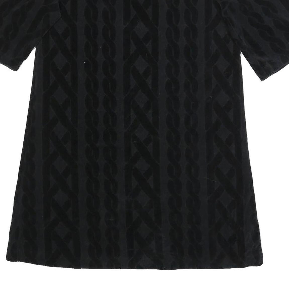 JUICY COUTURE Womens Black Velvet Patterned Day Dress Cotton Blend Half Sleeve S