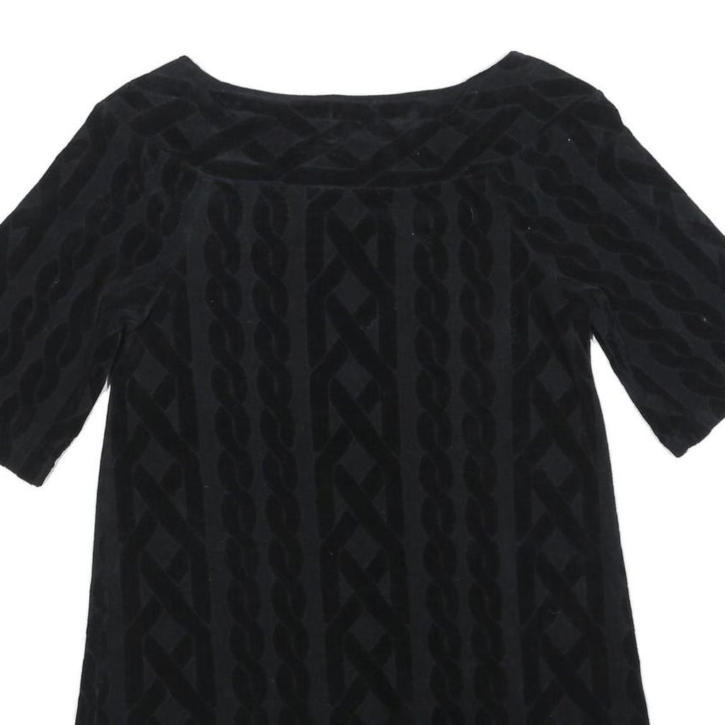 JUICY COUTURE Womens Black Velvet Patterned Day Dress Cotton Blend Half Sleeve S