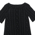 JUICY COUTURE Womens Black Velvet Patterned Day Dress Cotton Blend Half Sleeve S