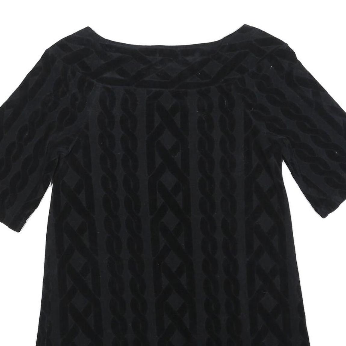 JUICY COUTURE Womens Black Velvet Patterned Day Dress Cotton Blend Half Sleeve S