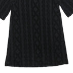 JUICY COUTURE Womens Black Velvet Patterned Day Dress Cotton Blend Half Sleeve S