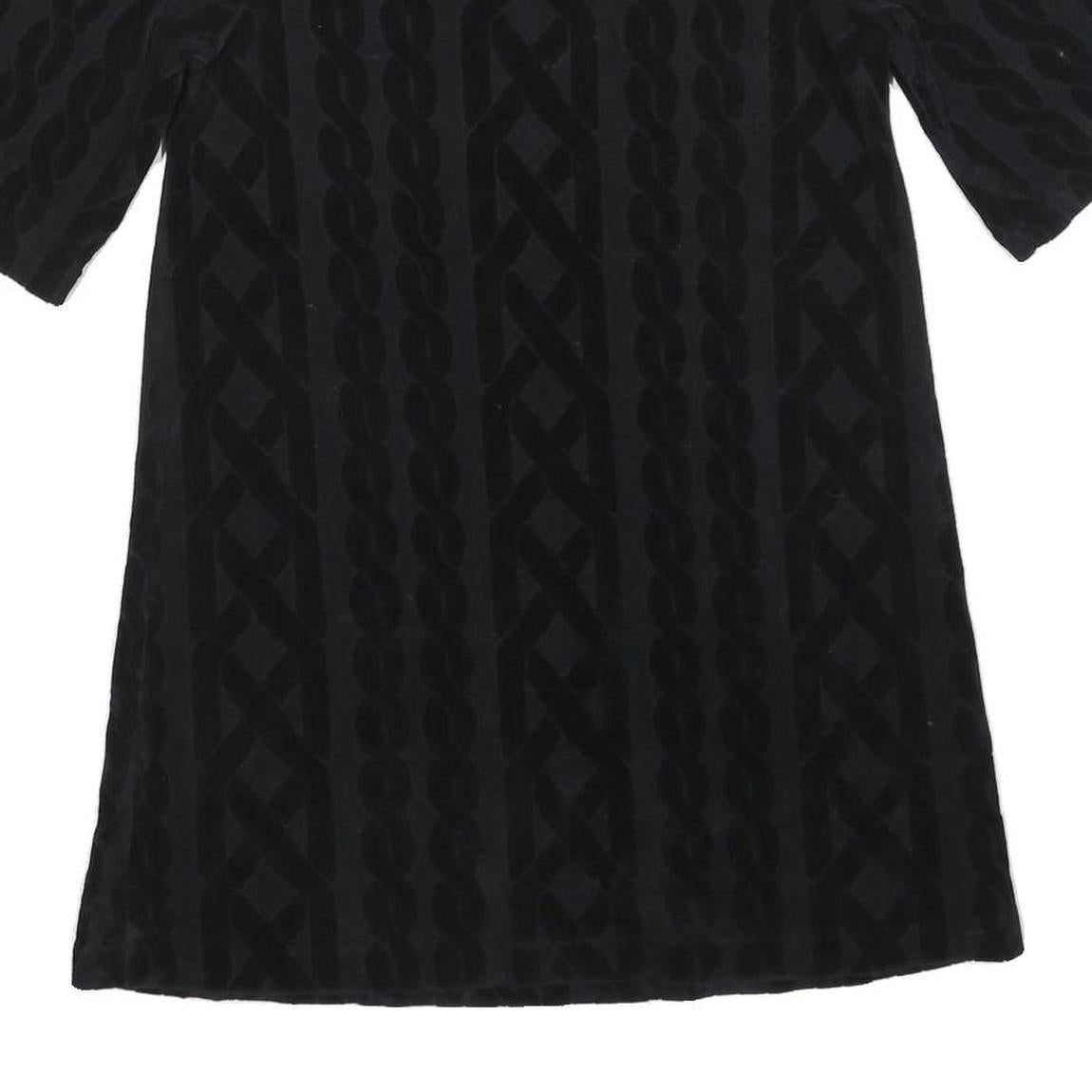 JUICY COUTURE Womens Black Velvet Patterned Day Dress Cotton Blend Half Sleeve S