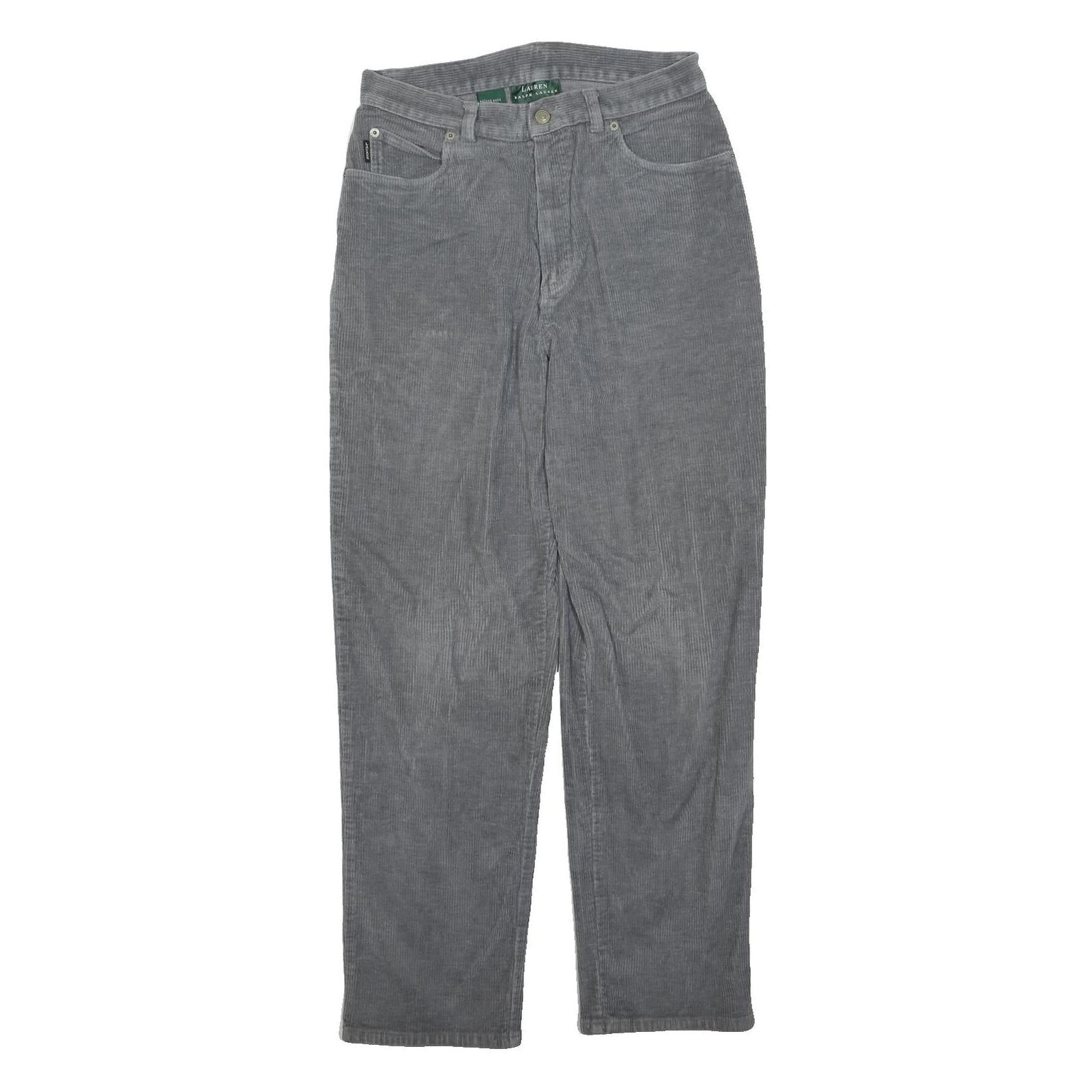 LAUREN RALPH LAUREN Womens Cotton Blend Grey Regular Straight Trousers W28 L30