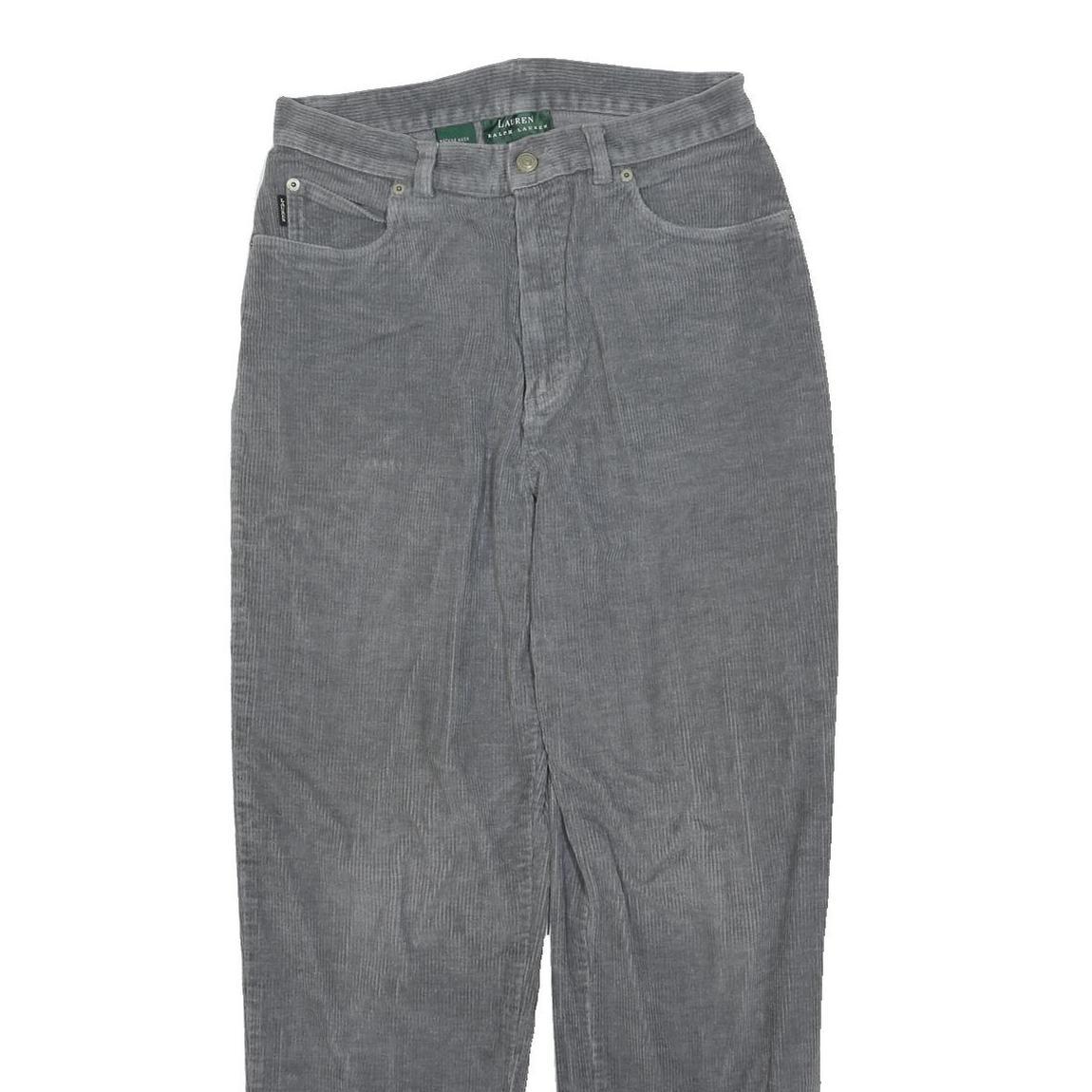 LAUREN RALPH LAUREN Womens Cotton Blend Grey Regular Straight Trousers W28 L30