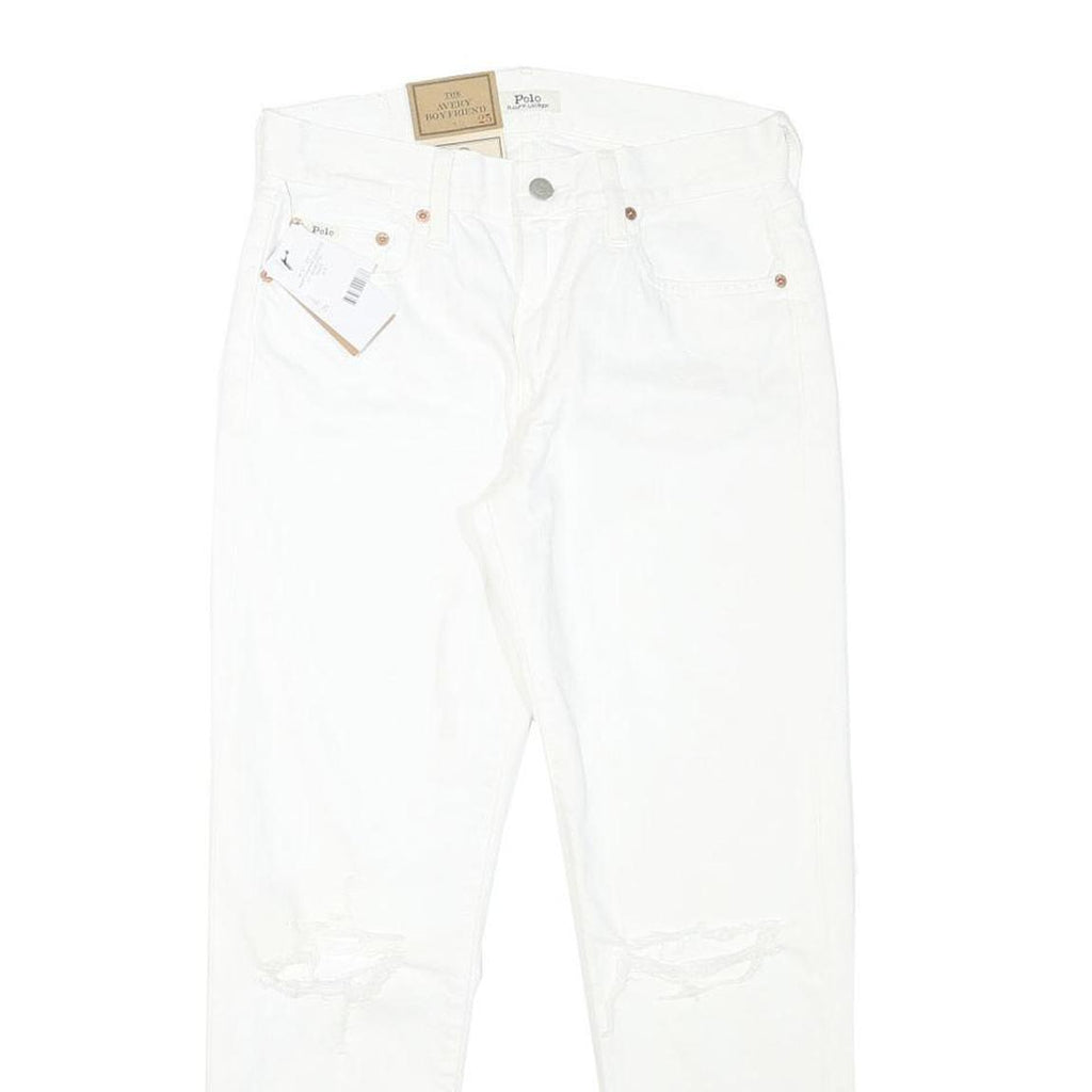 POLO RALPH LAUREN Womens White Regular Straight Denim Jeans W28 L26 Distressed